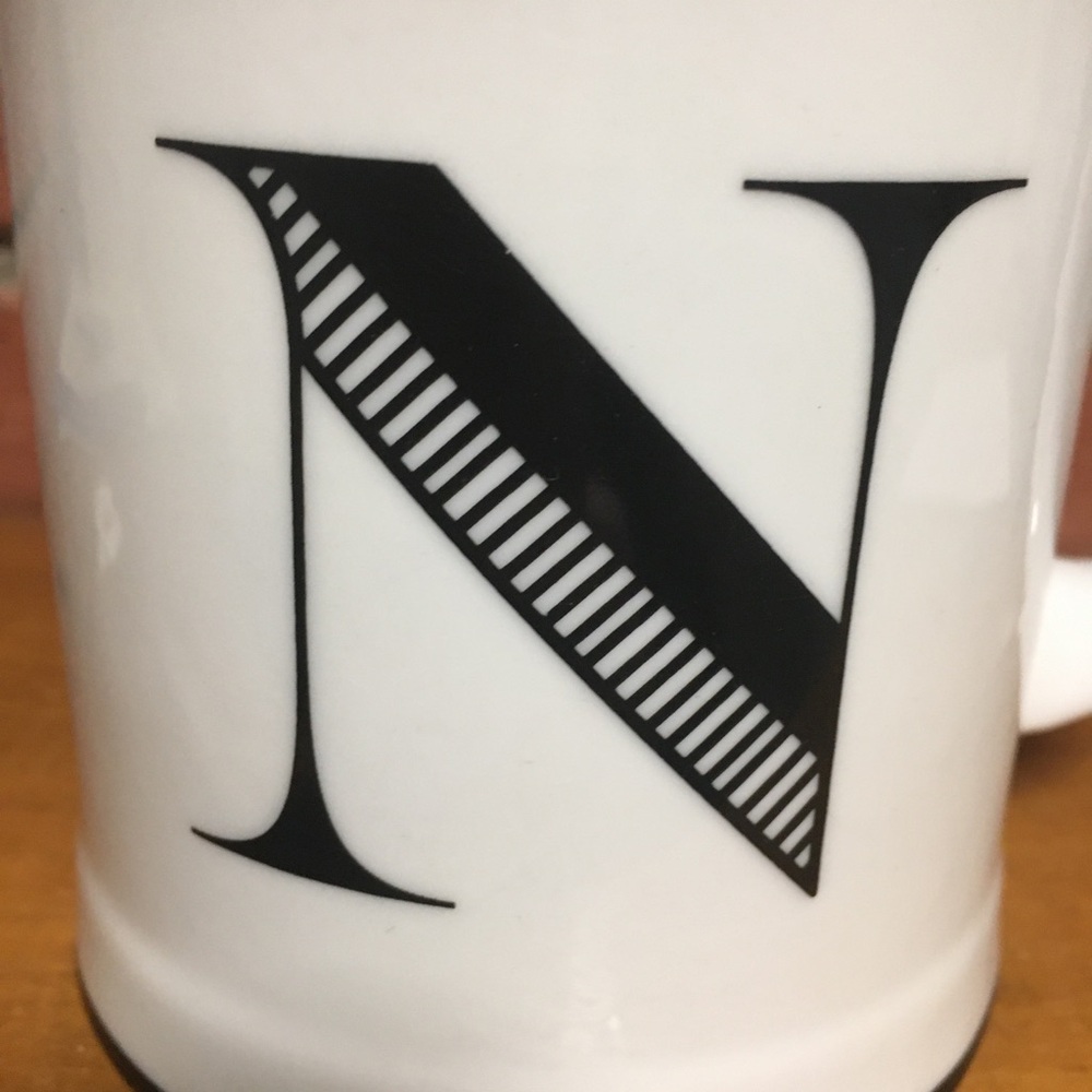 White Ceramic Mug with Black Letter N – Personalized Initial Mug